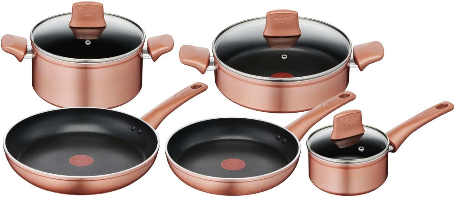 Lagostina Ramata Non-Stick Aluminium Frying Pan Set Diameter 20/24/28 cm, Copper Effect, 3 Pieces, Gas Cookware and Oven with Cooking Indicator and Ergonomic Bakelite Handles