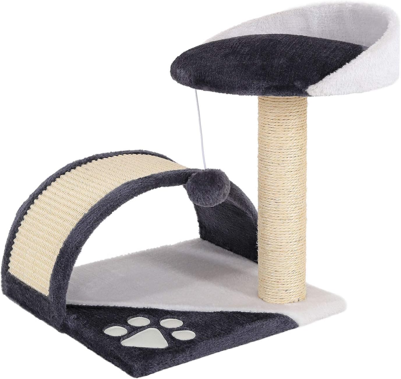 lionto Tiragraffi per Gatto Albero Tiragraffi Gatto Gioco Giocattolo Gatti Altezza 43 cm, Grigio/Bianco