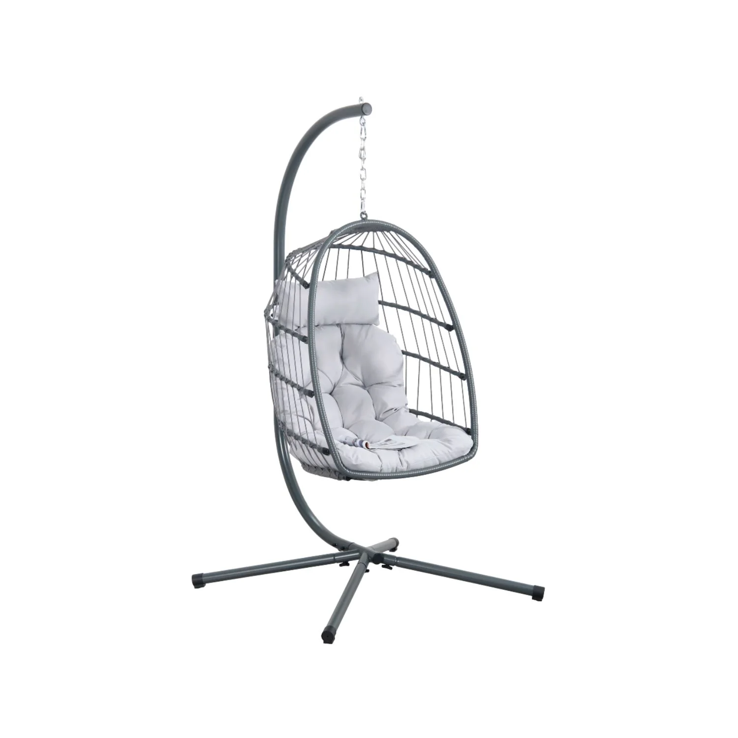 Poltrona Sospesa Gaia Grey In Rattan Artificiale Grigio