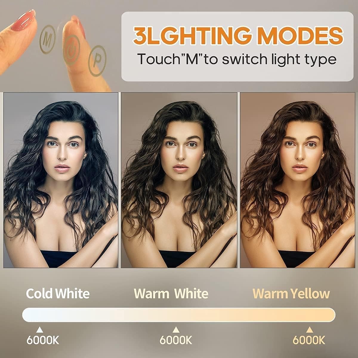 Hansong Specchio trucco con Luci Hollywood con 14 Lampadine LED e 3 Modalità Illuminazione Specchio Hollywood con Luci [Classe di efficienza energetica F]