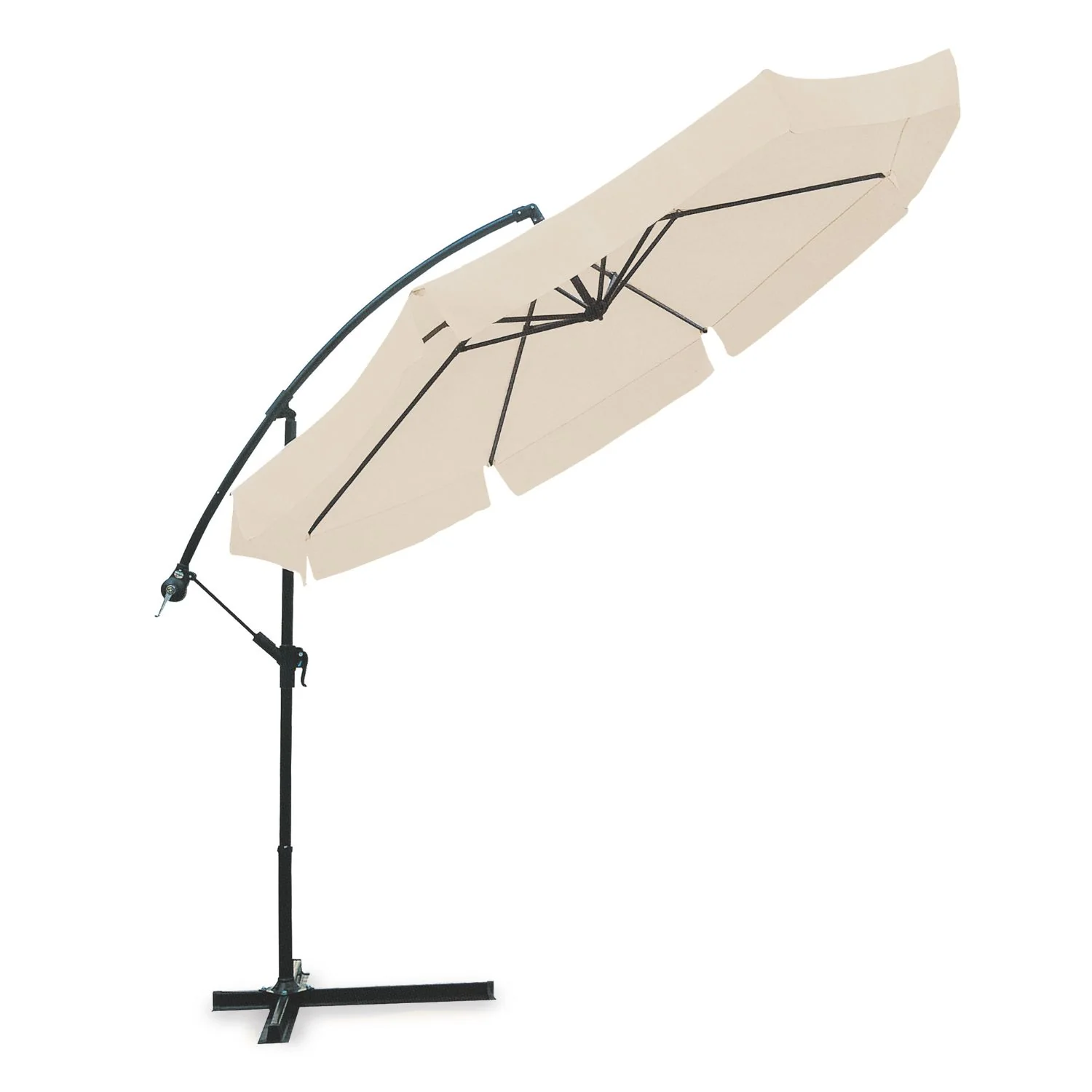 Ombrellone Rotondo ø3m Ecrù Con Braccio Laterale In Acciaio E Manovella