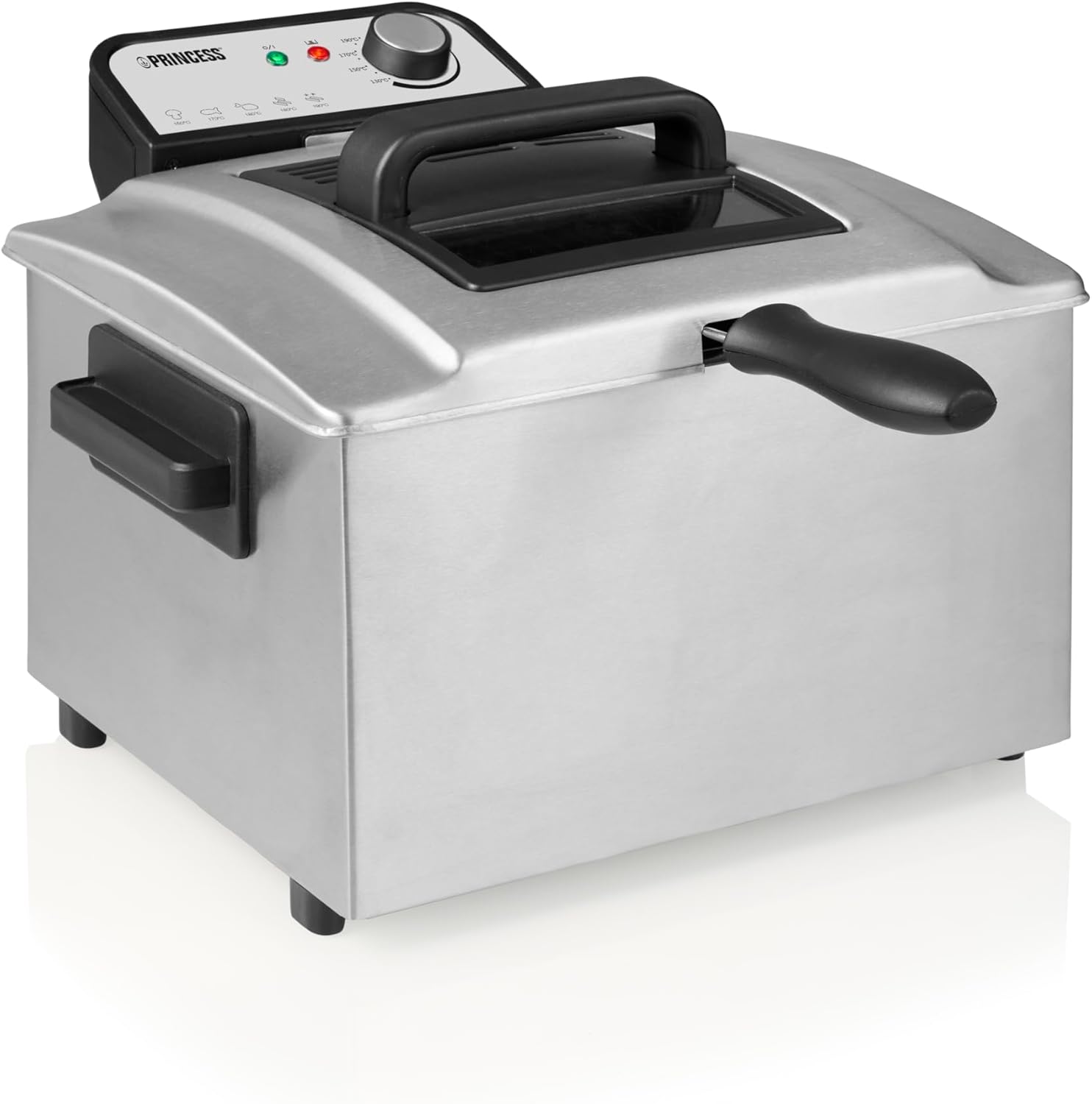 Princess Friggitrice Elettrica ad Olio, 3270 Watt, 5 Litri, Metallo Smaltato e Acciaio Inox,185000
