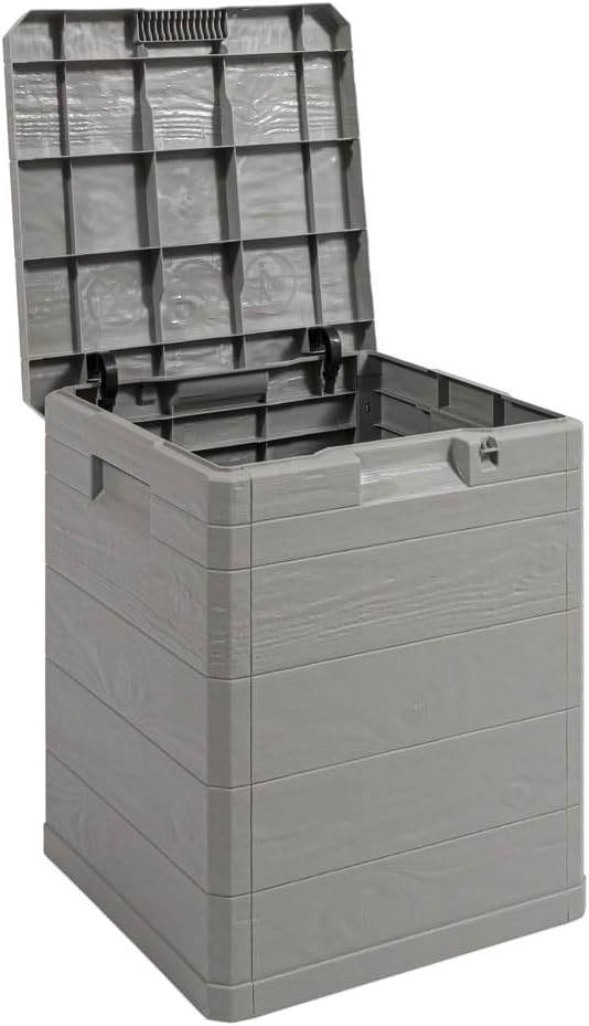 Toomax Multibox baule Woody's da 90 litri, contenitore da esterni multiuso, colore antracite, dimensioni cm 42,5x44x50h