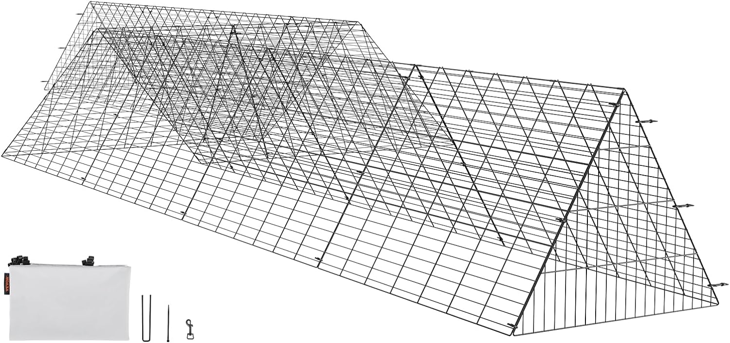 VEVOR Recinto per Polli a Tunnel, 729 x 200 x 61,5 cm, Pollaio da Esterno con Telai Angolari, 2 Set, Adatto per Anatre, Conigli, Gabbia per Pollame