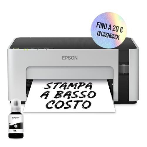 Epson EcoTank ET M1120 stampante monocromatica A4 (bianco/nero) 32 pag/min, serbatoio di inchiostro, USB, Wi Fi, Wi Fi Direct, Stampa da mobile, flacone nero incluso in dotazione, risparmio costi : Epson: Informatica