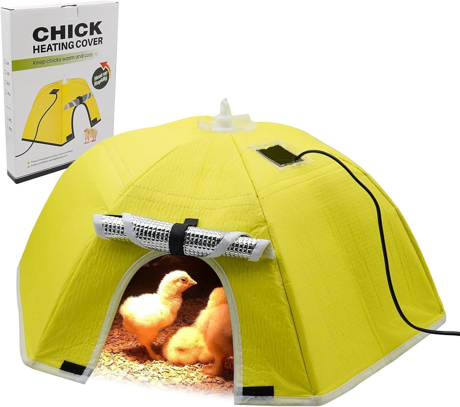 MUYIRTED Chioccia Artificiale Per Pulcini 21.65 X 21.65 X 8.66 in, Piastra Termica Pulcini Con Regolatore, Temperatura Da 0 °C A 80 °C È Regolabile, Piastra Riscaldante Per Tenda Per Pulcini