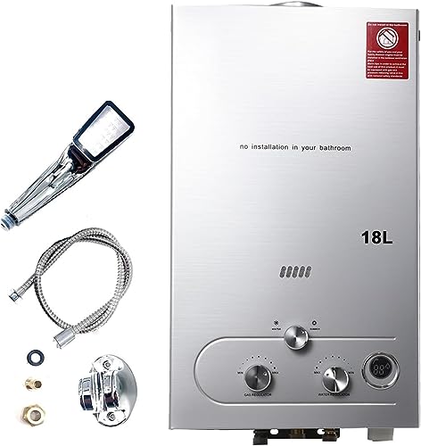 ECUTEE 18L 36KW Scaldabagno a gas di petrolio liquefatto Scaldabagno a gas propano/GPL, Scaldabagno istantaneo senza serbatoio con kit doccia, Per docce da esterno, argento : Amazon.it: Fai da te