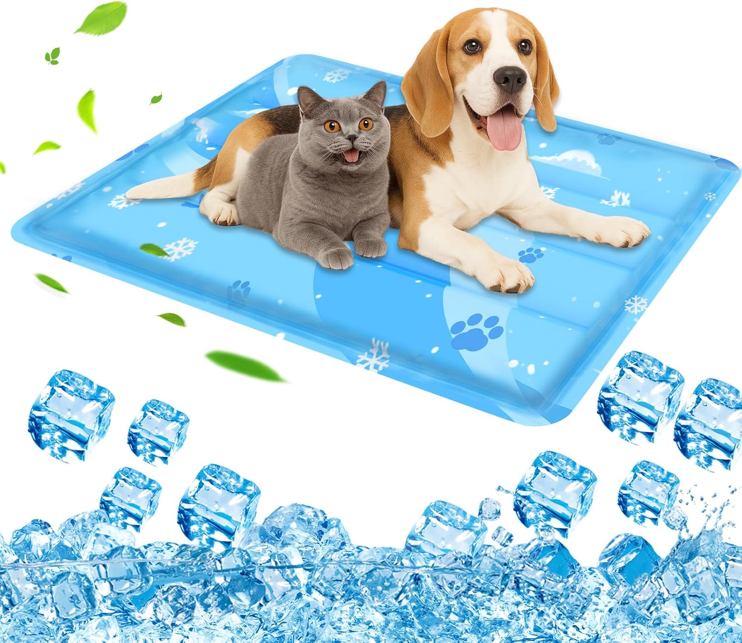 Aisuowa Tappetino refrigerante per cani e gatti con gel atossico, per cani, rinfrescante, antigraffio, durevole, per il raffreddamento degli animali (Blu, 50 * 90cm)