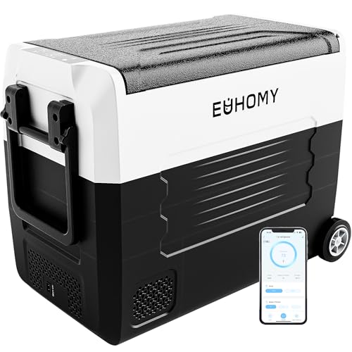 EUHOMY Frigoriferi da 12 Volt, controllo APP   15,6 °C ~ 20 °C, frigorifero elettrico portatile da 58 litri, 12/24 V DC e 120 240 V AC, divisorio rimovibile, frigorifero per auto, campeggio, viaggi, : Amazon.it: Auto e Moto