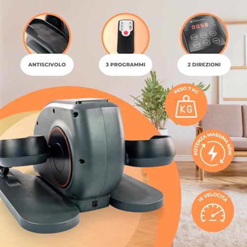 Mobiclinic® fitness, Mini cyclette, Veleta, Ellittica, 10 velocità, 3 programmi, Display lcd, Resistenza regolabile, Telecomando, Pedali elettrici, Silenzioso, Bike, Esercizio passivo : Amazon.it: Sport e tempo libero