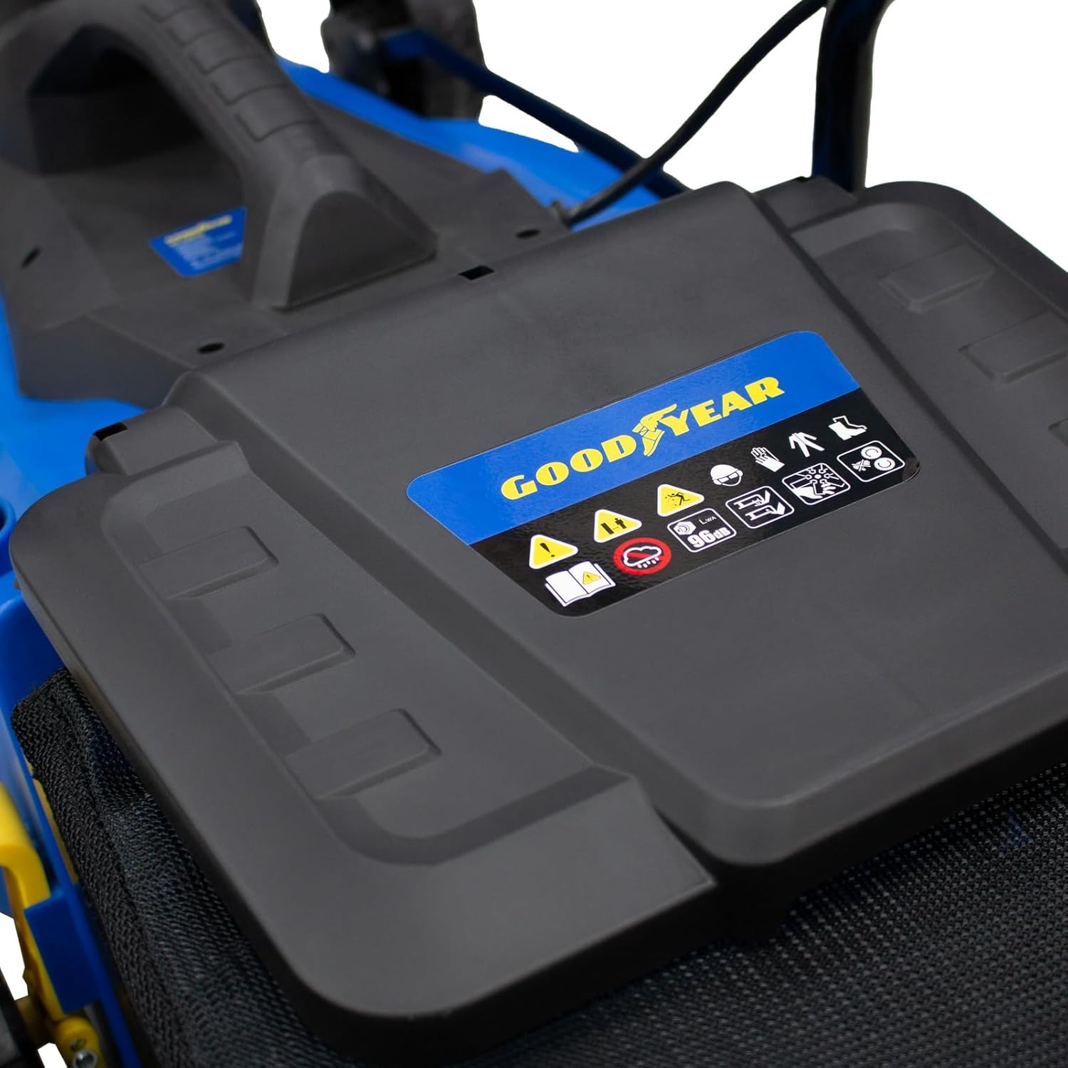 Goodyear – Rasaerba elettrico da 1800 W. Motore 3200 giri/min 210-230 V. Rasaerba a filo con larghezza di taglio 40 cm. 71x48x29 cm. Sacco di raccolta da 35 litri