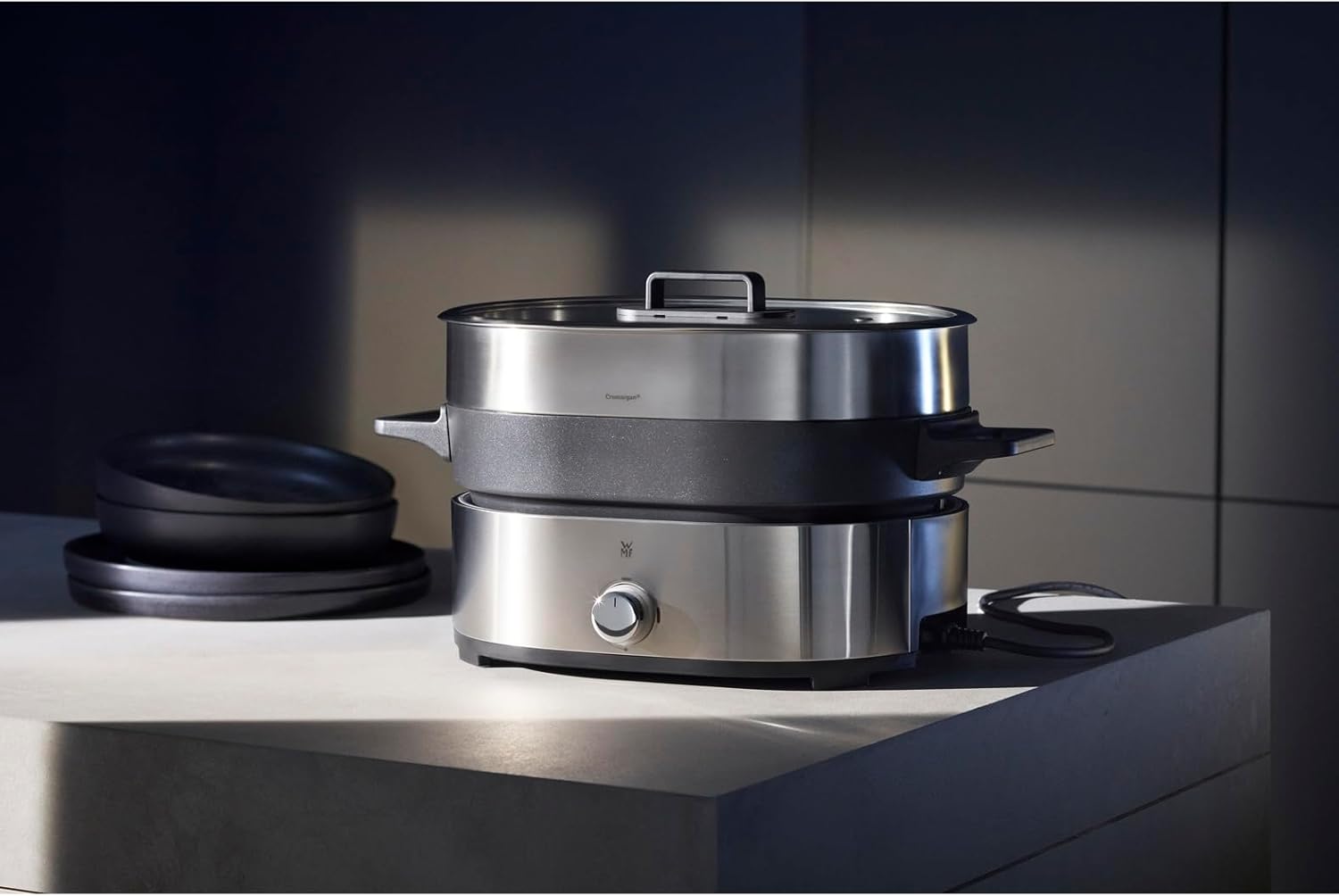 WMF 0415540011 Hot Pot & Steamer, Black, Cromargan