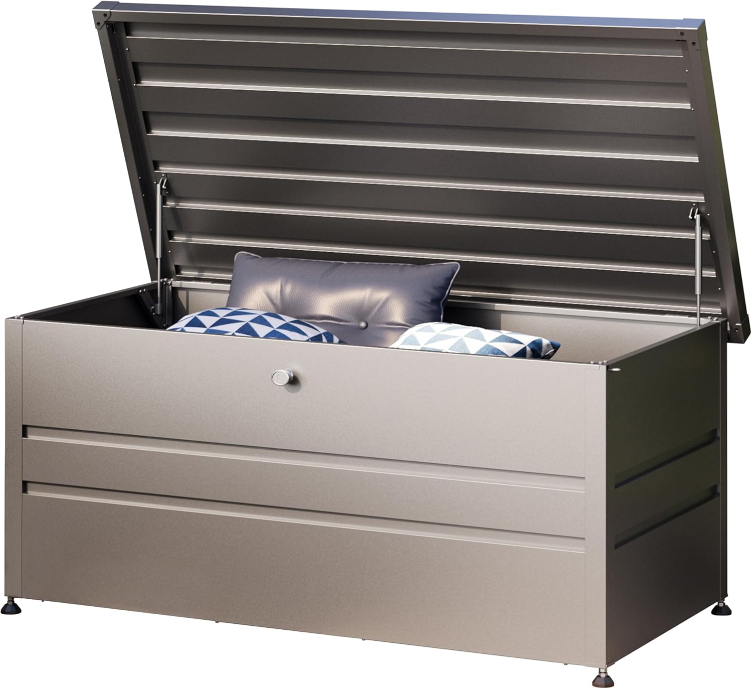 GFP PRIMEYARDﾂｮ Cassapanca da esterno 132x64x72 cm baule da esterno metallo antracite impermeabile