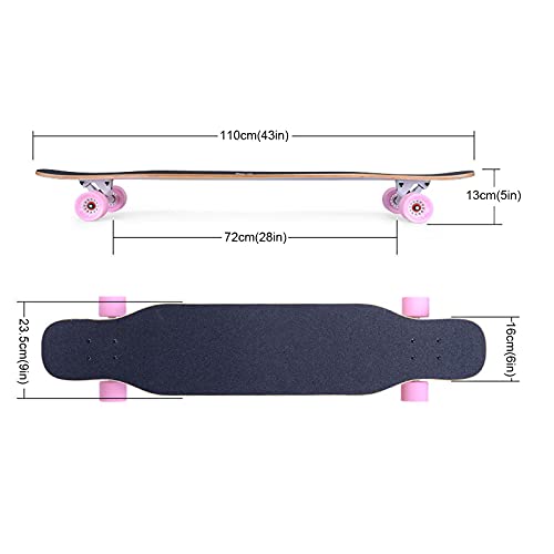 43 pollici Freeride Longboard 7 strati acero con ruota flash Skateboard per adulti Cruiser completo per crociera, carving, freestyle e downhill, ragazzi ragazze ragazzi A : Sport e tempo libero