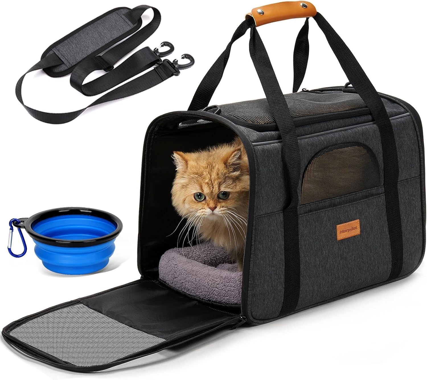morpilot Soft Pet Cage Carrier for Dogs and Cats, Portable Bag or Shoulder Bag in Comfortable Transport Fabric, Foldable Travel Bag