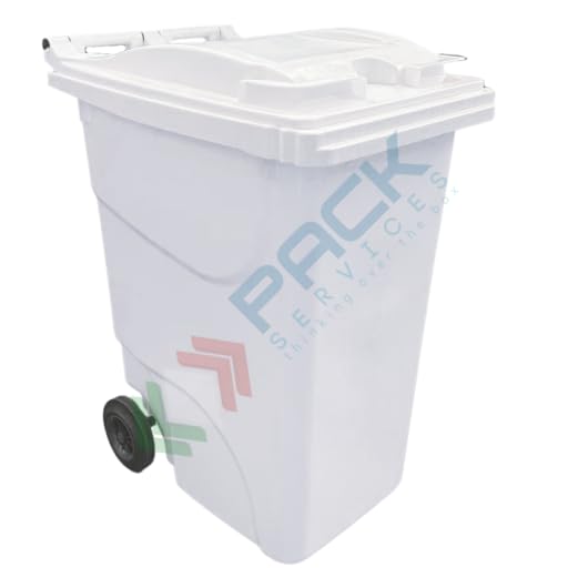 Bidone per la raccolta differenziata rifiuti 360 Lt in plastica (HDPE), certificato UNI EN 840, colore bianco