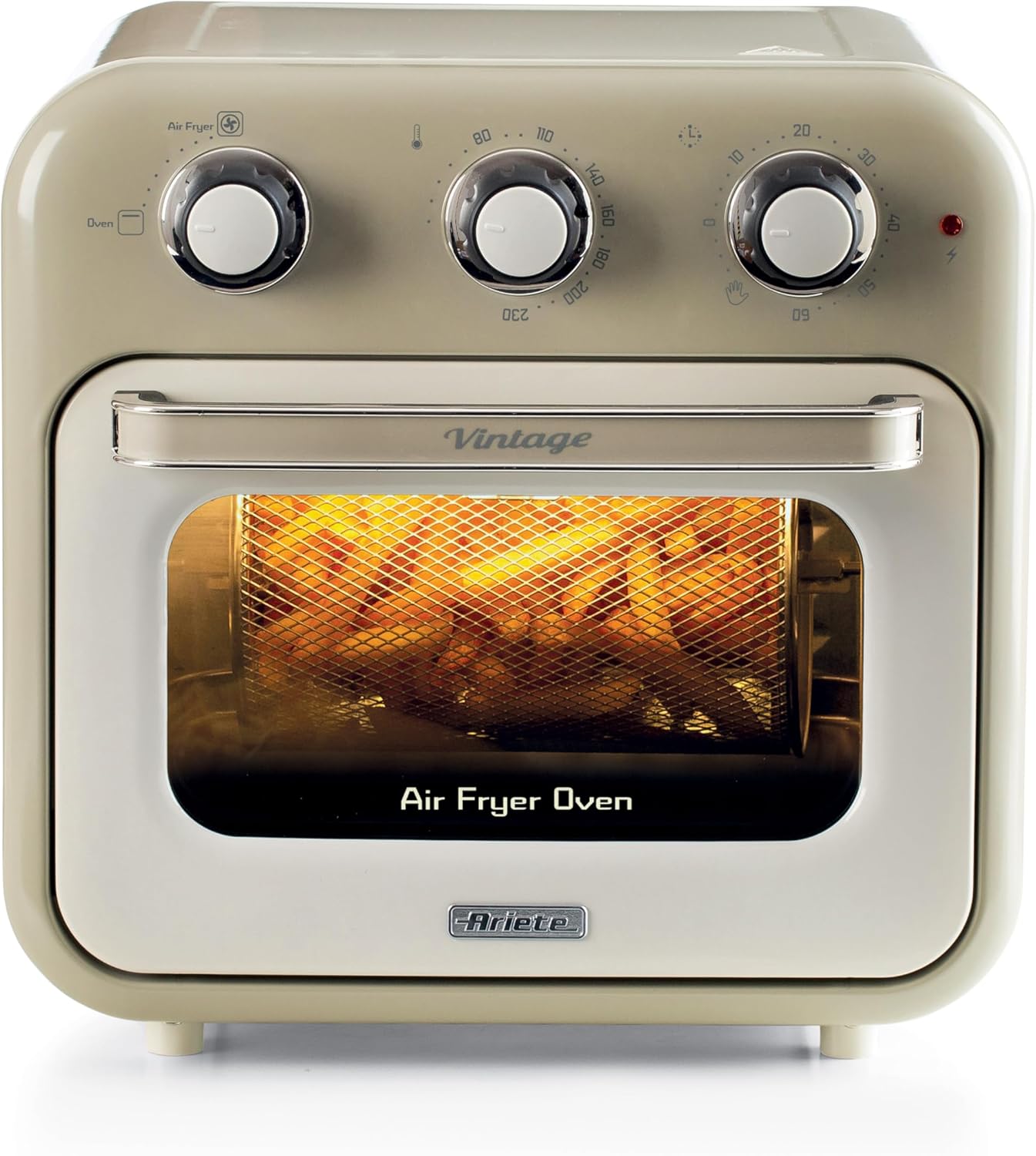 Ariete 4632 Friggitrice ad aria e forno Vintage, 1400W, 2in1, Capacità 16L, Accessori inclusi, Timer 60 minuti, Doppio vetro, Verde