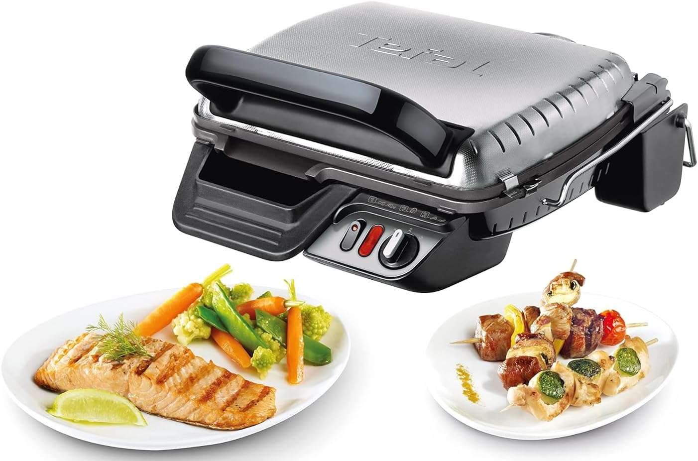 Tefal Ultra Compact 600 Comfort GC3060 Griglia di Contatto da Tavolo 2000W Nero, Acciaio Inossidabile