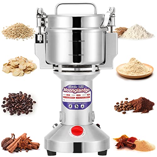 Moongiantgo Mulino Elettrico per Cereali 700g Acciaio Inossidabile, 2500W 36000RPM Motore Commerciale & Rettifica Superfine 30s, Protezione da Sovraccarico & Open Cover Stop, Per Grano, Spezie, Ecc. : Amazon.it: Casa e cucina