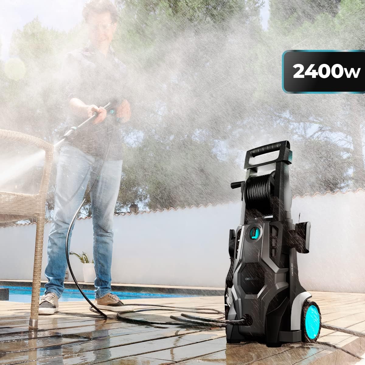 Cecotec Idropulitrice ad alta pressione HydroBoost 2400 AdvanceClean 2400 W, Casa, Giardino o Auto, Portata max 480 l/h, 180 bar di pressione massima, pompa in alluminio, raggio d'azione 14m