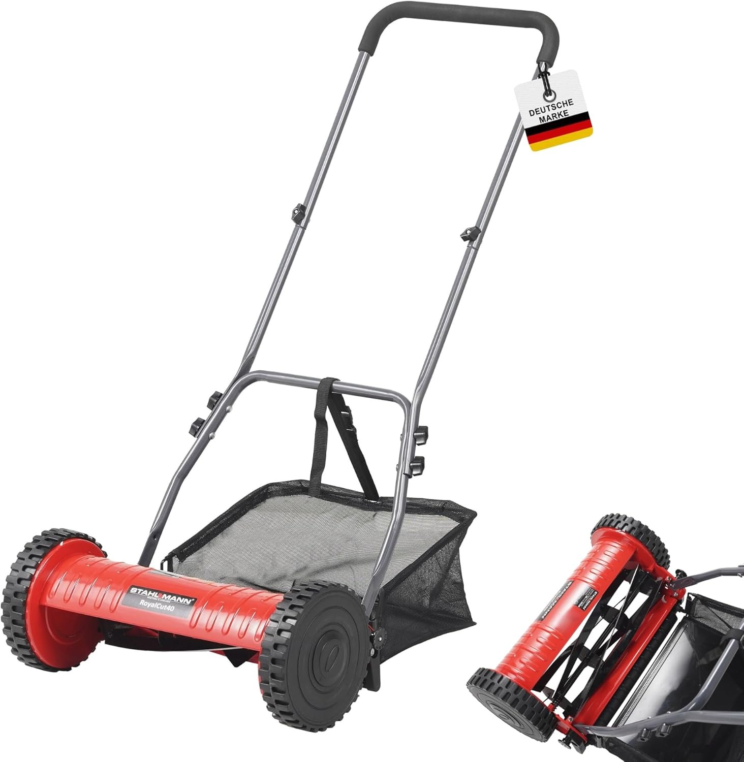 STAHLMANN RoyalCut - Tosaerba con larghezza di taglio di 30 cm, cestello di raccolta da 27 litri, regolazione dell'altezza di taglio a 4 livelli – tosaerba manuale – silenzioso ed ecologico