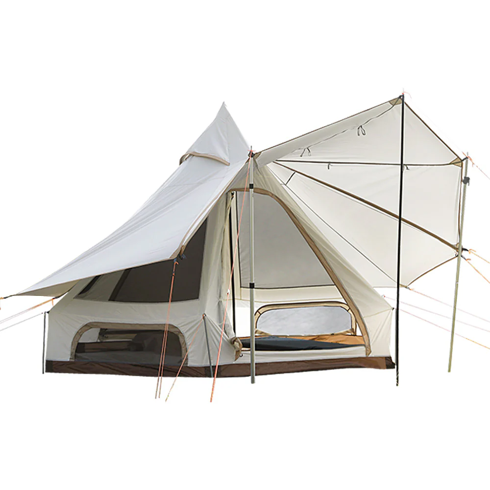 2025 KingCamp Dschingis 320 Light – Tenda tipi per 2 persone con diametro di 3,2 m, colonna d’acqua 3000 mm e vele parasole regolabili per glamping e festival