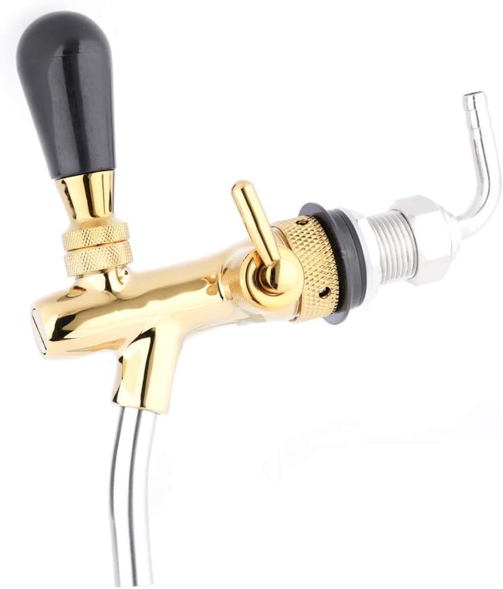 Rubinetto per Birra Regolabile, G5 / 8 Spillatori Per Birra, Acciaio Inossidabile G5/8 Rubinetto per Birra Regolabile con Gambo per Bar da Casa per di Fusto di Birra(Oro)