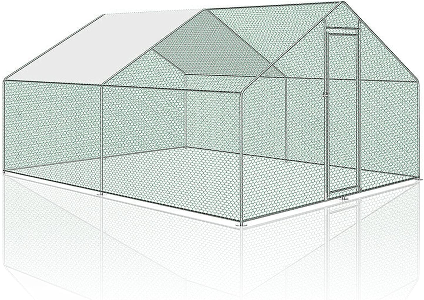 Joparri Pollaio con serratura, Pollaio in acciaio zincato per pollame all'aperto, per gabbia per polli gabbia per uccelli (3 x 2 x 2 m)