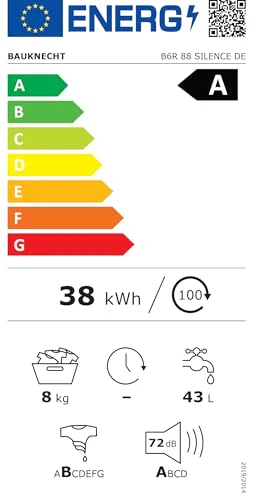 2025 Lavatrice Bauknecht B6R 88 SILENCE DE / 8 kg / Caricamento frontale / Supreme Silence / Classe energetica A-20% / 1400 giri/min / Motore ZEN / Lavatrice particolarmente silenziosa / Steam 3.0 – 3 potenti tecnologie a vapore