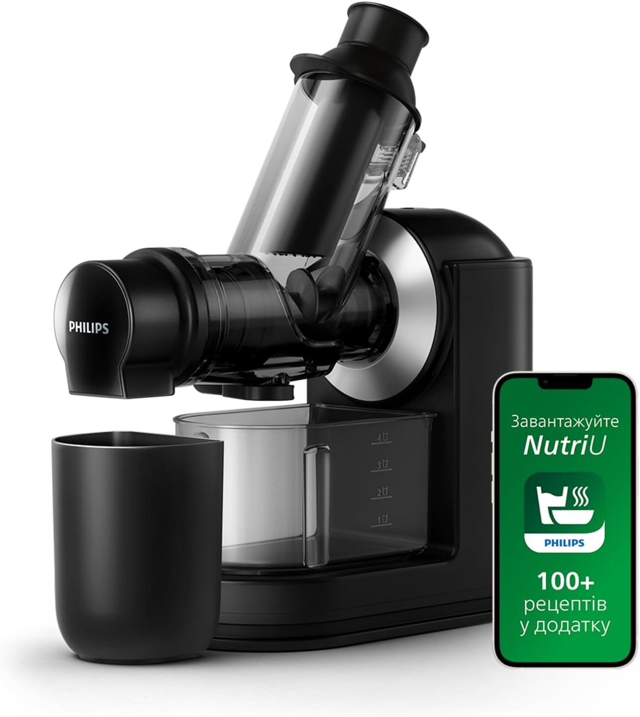 Philips Hr1889/70 Estrattore di Succo Viva Collection Nero Con Lock Cromato, Apertura d'Inserimento Xl da 70 Mm, Design Compatto, Tecnologia Gentle Squeezing