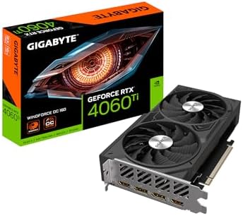 Scheda grafica GIGABYTE GeForce RTX 4060 Ti WINDFORCE OC 16G del 2025, 2 ventole WINDFORCE, scheda video GV-N406TWF2OC-16GD da 16 GB e 128 bit GDDR6.