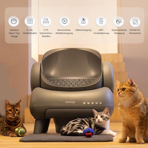 Neakasa M1 Lettiera Gatto Autopulente Aperta Grande XXL, Controllo APP, Smaltimento dei Rifiuti Senza Odori, Lettiera autopulente per gatti, Sacchetti e Tappeto Lettiera gatto, per Più Gatti : Amazon.it: Prodotti per animali domestici