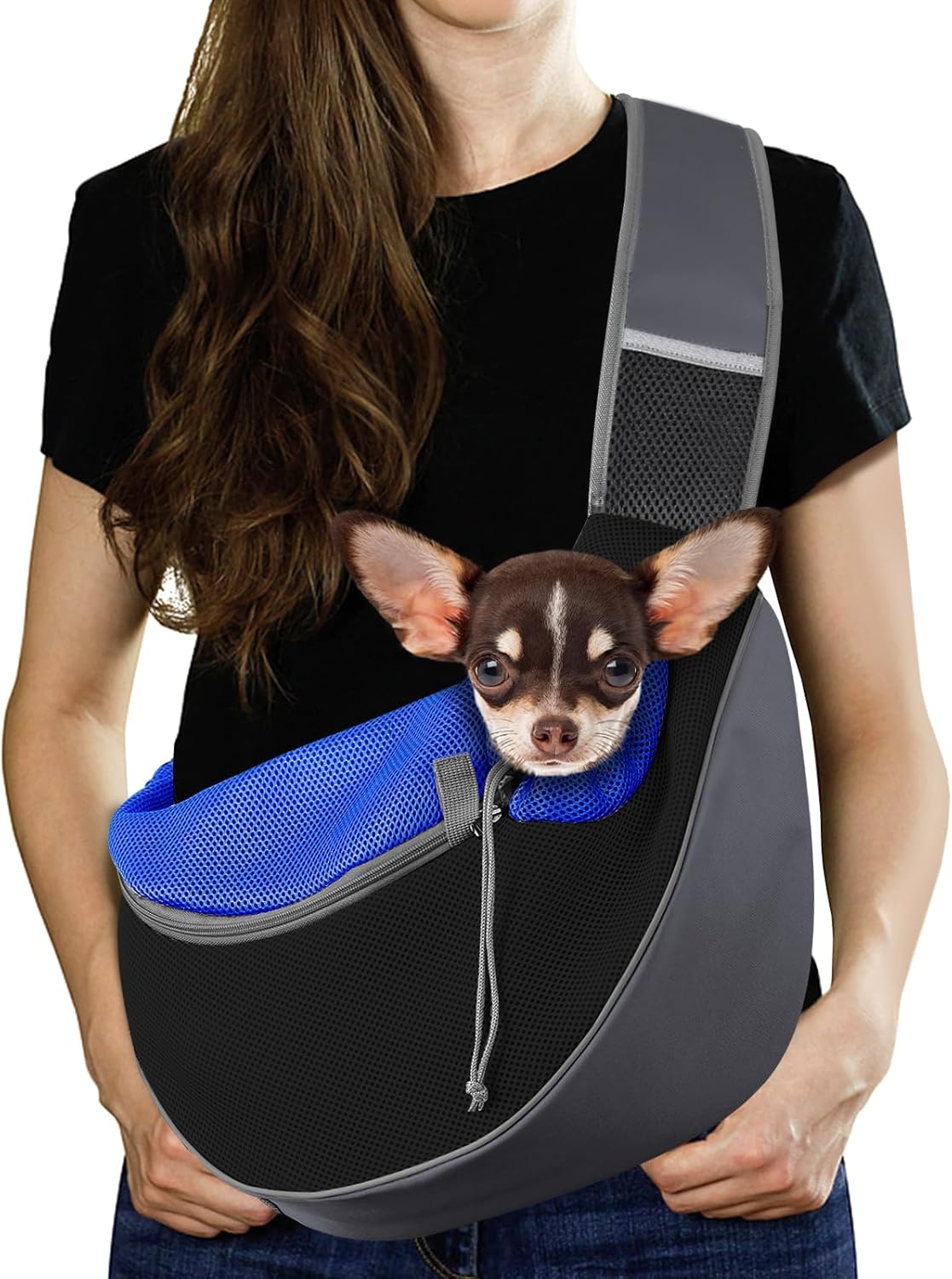 Pawaboo Zaino per Cani e Gatti, Contenitori da Trasporto per Cani, Trasportino da Passeggio con Cordino Regolabile, in Rete Traspirante e Comoda Tracolla, per Viaggio con 3 Tasche, Taglia M - Nero