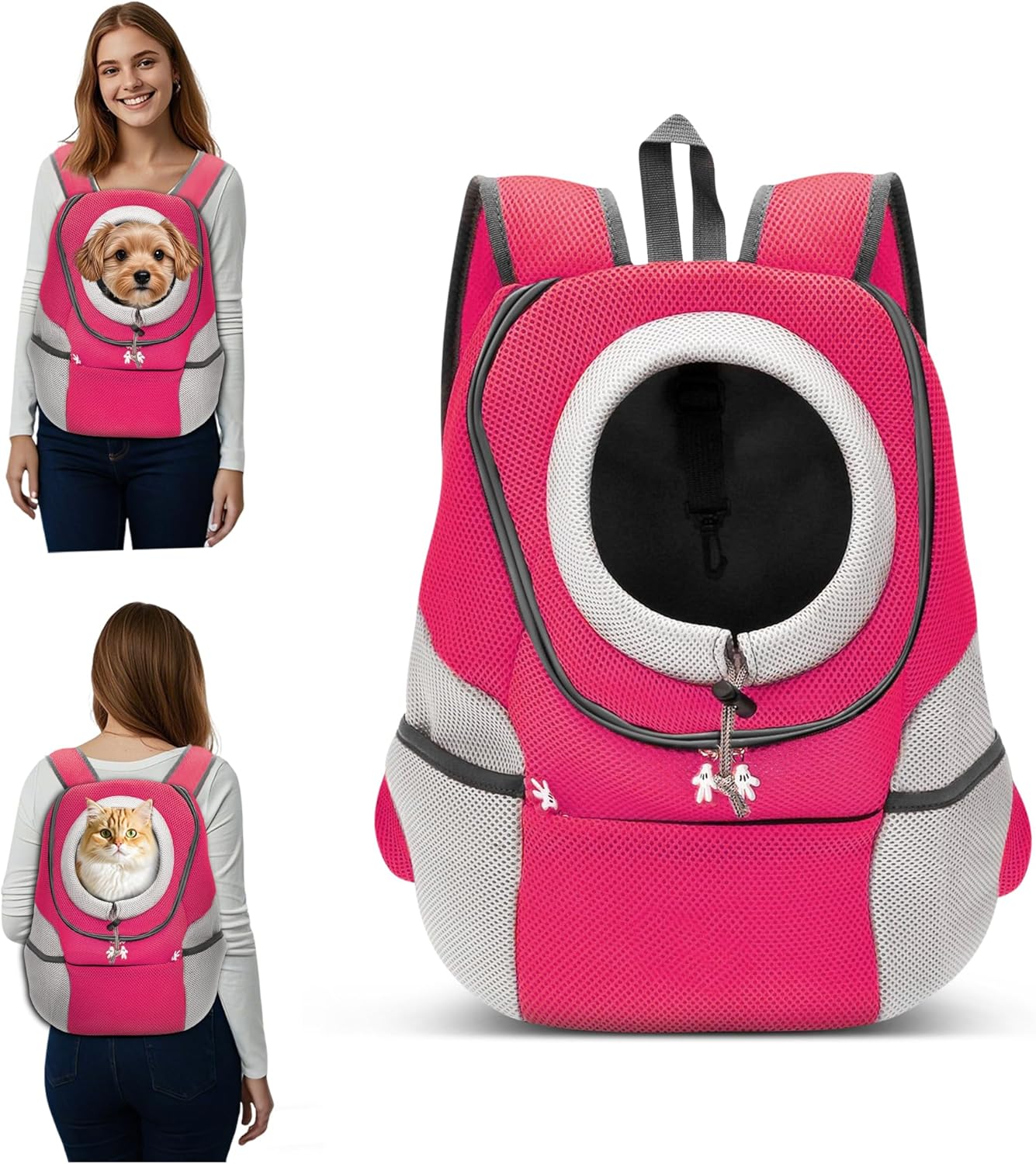 ALLSOPETS Zaino Porta Cane Zaino per Cani Zaini da Moto Regolabili per Piccoli Cani Gatti Portatile e Confortevole Marsupio per Cani per Bicicletta Escursioni Campeggio (Nero Carbone, XL)