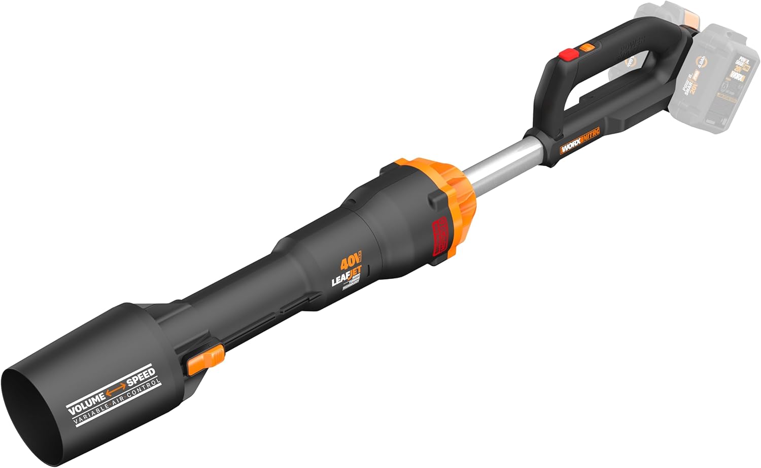 WORX Nitro WG585E.9 40V Battery Blower (2 x 20V) Brushless Motor, Three Speed and Turbo Mode, Air Speed 265km/h, Lightweight and Compact, No Battery and Charger