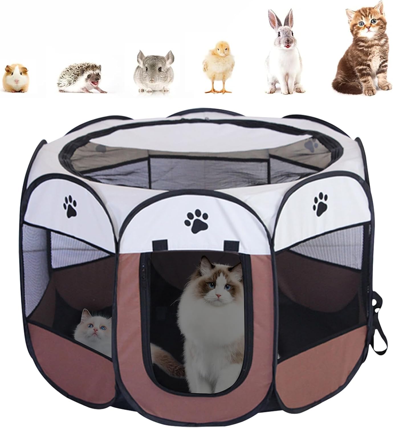 RICHDMI Recinto per Cani da Interno 74 x 74 x 43cm Pieghevole e Portatile Kennel Cane da Usare all'Interno e all'Esterno per Animali Domestici, Portatile in Tessuto Oxford e a Rete per Gatti Cani