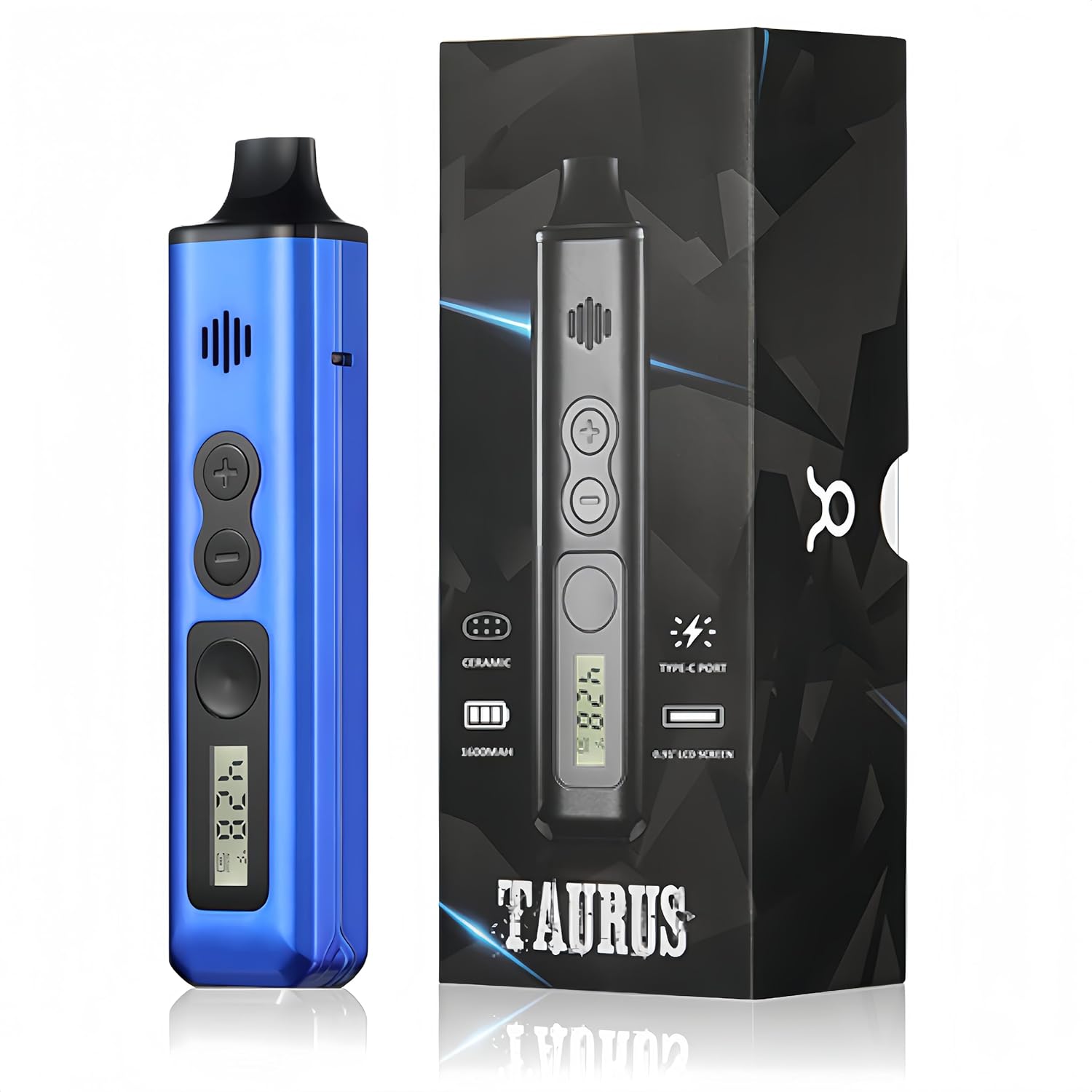 Taurus Dry Herb Vaporizer, OLED Display and Temperature Control, Ceramic Heating Chamber, Fast Heating in 40s (Blue)