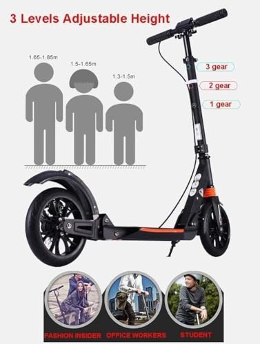 UE MAOLU Monopattino per Adulti Non Elettrico in Alluminio con Assorbimento degli Urti Doppio, Monopattino Pieghevole in Un Secondo con Ruota Grande, con Freno A Disco, Altezza Regolabile : Sport e tempo libero