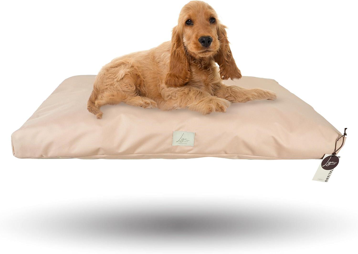 Ligo Tommy Elegance - Cuscino Materasso per Cani in tessuto Realizzato artigianalmente in Italia. Cuccia lettino Materassino per Cane Sfoderabile Lavabile.(M: 100 x 60 cm, SOFT BEIGE)