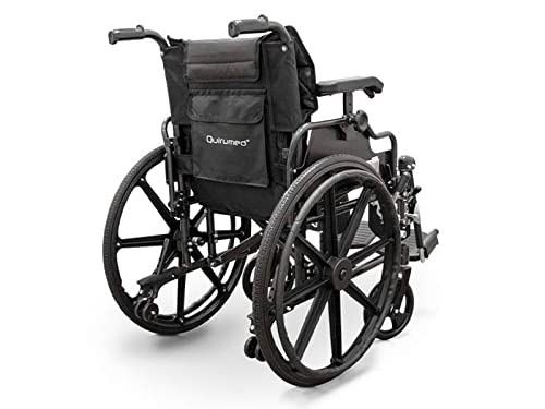 QUIRUMED Carrozzina pieghevole in alluminio. Bracciolo pieghevole, ruote rimovibili, poggiapiedi elevabile a 90º, sedile e schienale con cuscino imbottito, freni manuali, antiribaltamento : Amazon.it: Salute e cura della persona