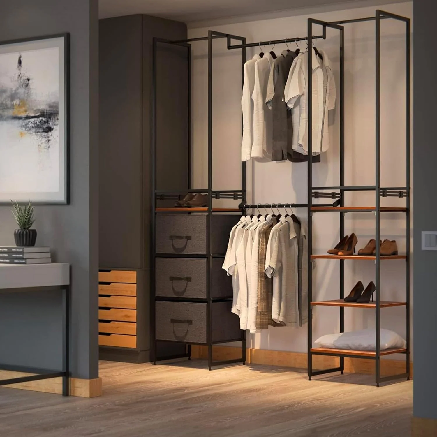 Armadio Estensibile 6 Moduli Con 3 Cassetti E 4 Ripiani Nero