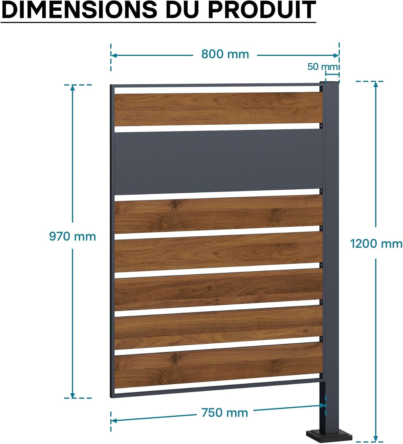 Wiltec Estensione per copri bidoni della spazzatura, copribidone da esterno in acciaio antracite ed effetto legno, porta bidoni, recinto cassonetti