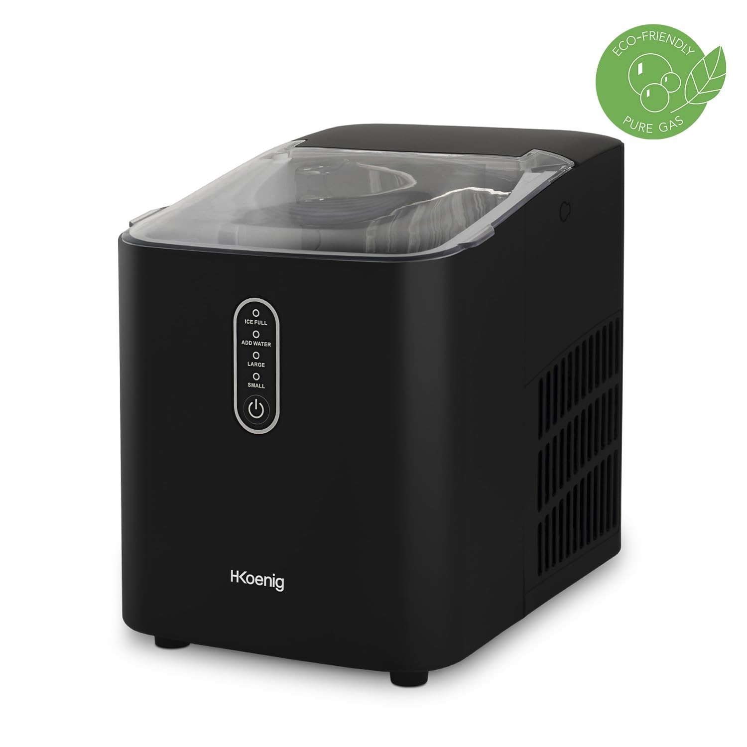 H.Koenig Macchina del ghiaccio KUB14, 12 kg in 24h, 2 formati di cubetti, automatico, elettrico, portatile, silenzioso, 1 l, cubetti pronti in 6 minuti, paletta