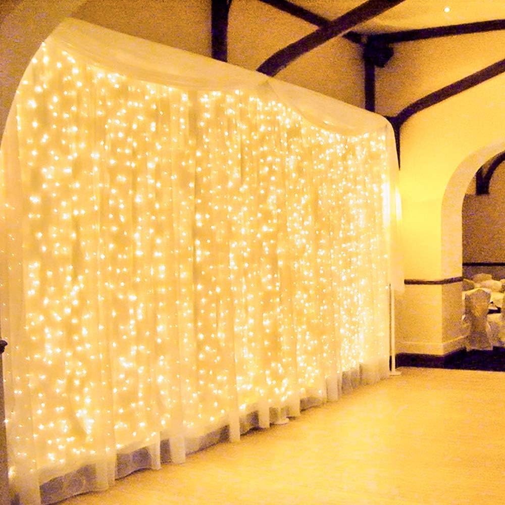 Zorela 600 LED 6Mx3M Tenda Luminosa Natale Esterno Interno Prolungabile Luci di Natale IP44 Impermeabile con 8 Modalità Tenda Luci Esterno per Natale, Giardino e Matrimonio [Classe di efficienza energetica E]