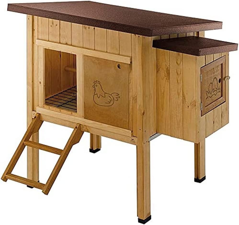 Ferplast Pollaio Casetta per polli Galline ovaiole HEN HOUSE 30 da esterno, in legno FSC, per circa 6 galline, Accessori inclusi