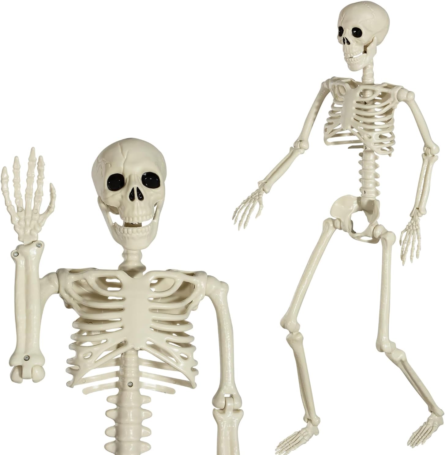 AOFOX OFOX Halloween a grandezza Naturale Scheletro Intero Corpo Umano Ossa con articolazioni mobili per Il cimitero Spaventoso della casa infestata del cimitero (90cm-White)