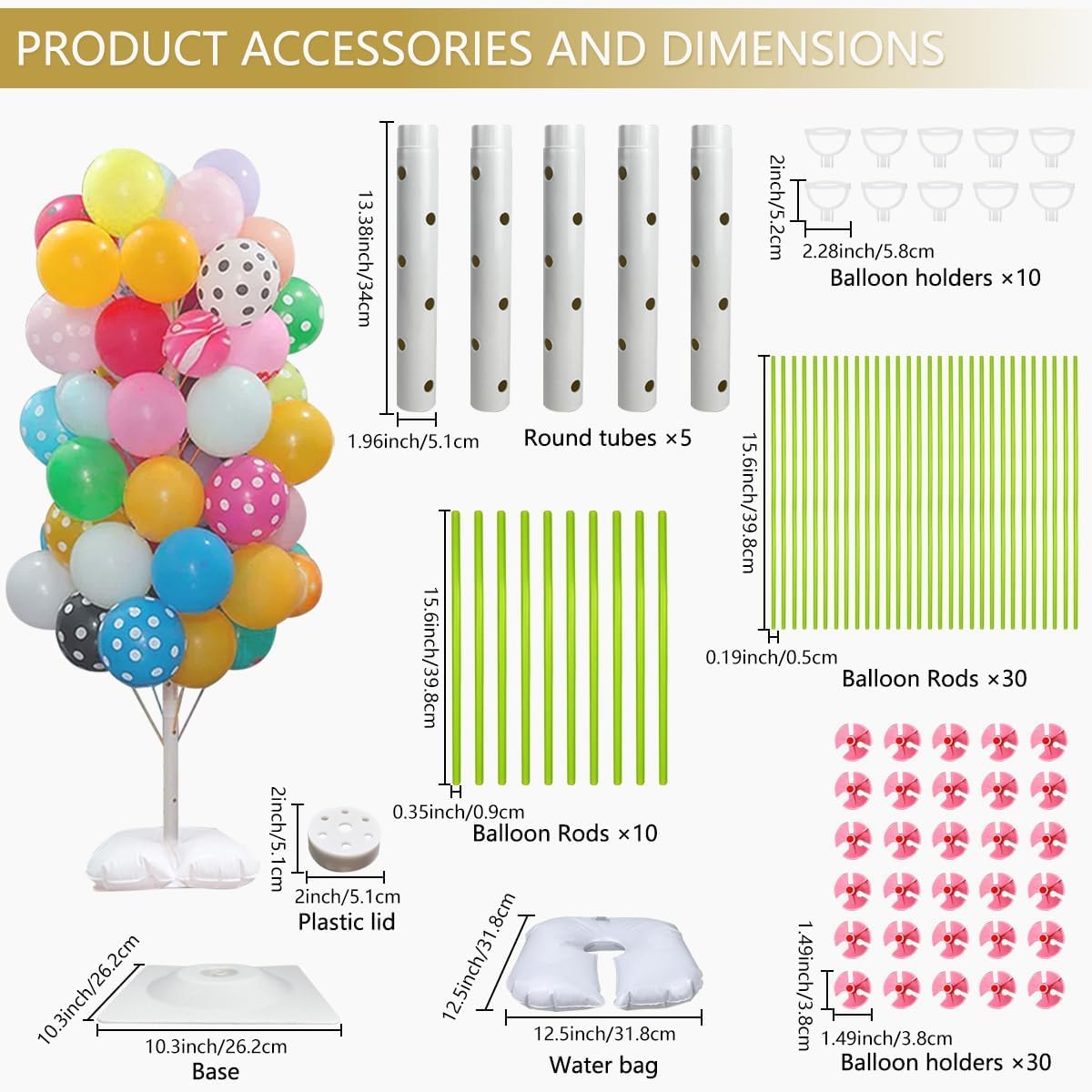 Kit di supporto per palloncini regolabile per albero per palloncini, 1,8 m, con base per acqua di riempimento, adatto per matrimoni, bambini, doccia, compleanni, feste, decorazioni