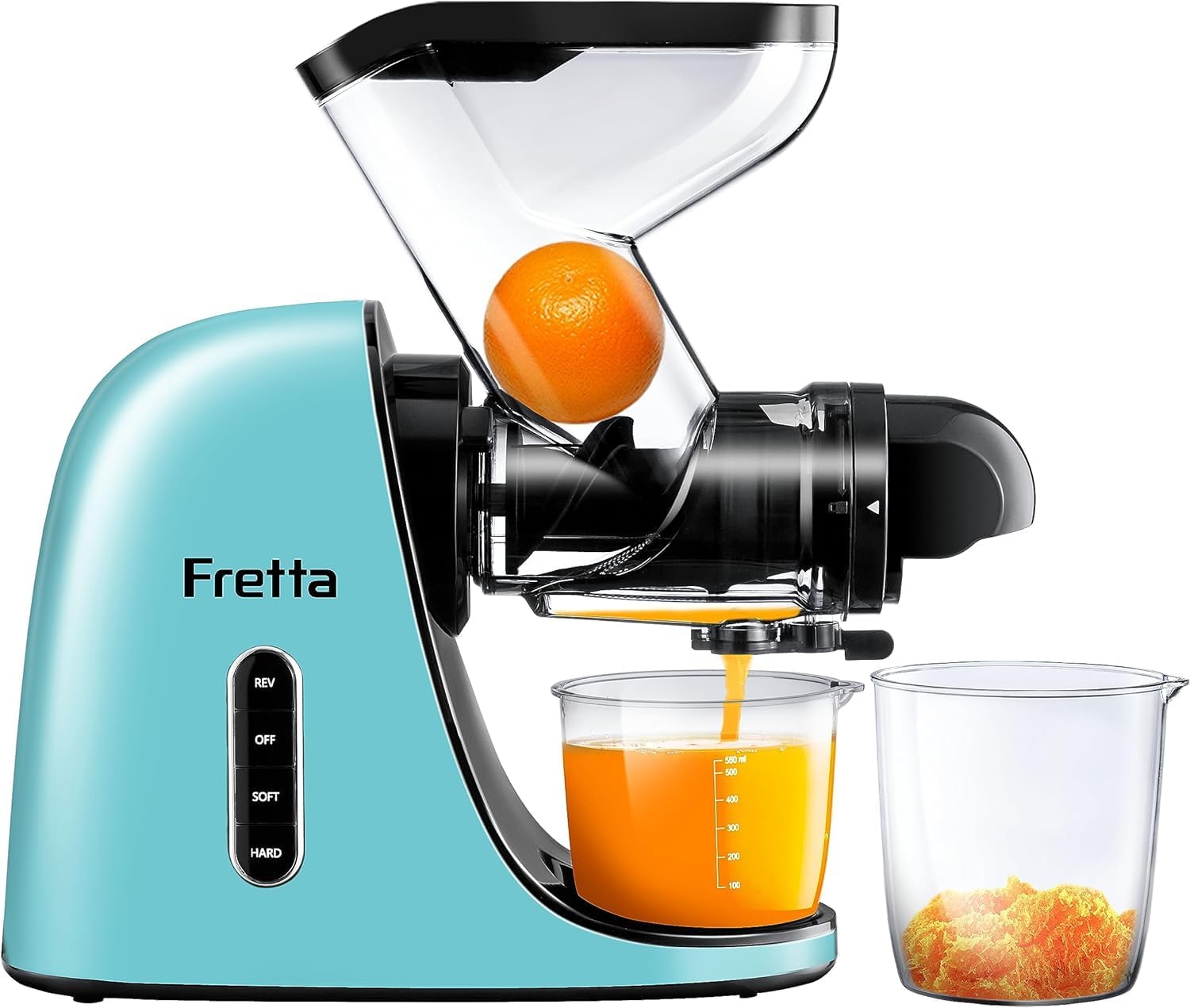 Fretta Estrattore di succo, con Ampio Scivolo di Caricamento, Senza BPA, Spremiagrumi per Sedano, Estrattore con Motore DC Silenzioso e Funzione Inversa masticating juicer machines (Rosso)