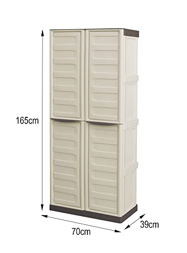 Dmora Armadio da Esterno Marchin, Mobile Balcone Multiuso, Armadietto Outdoor 2 Ante, 100% Made in Italy, Beige e Marrone, Finitura Righe, 70x39h165 cm, Polipropilene, Jolanda, 70 x 39 x 165, 15 unità : Amazon.it: Casa e cucina