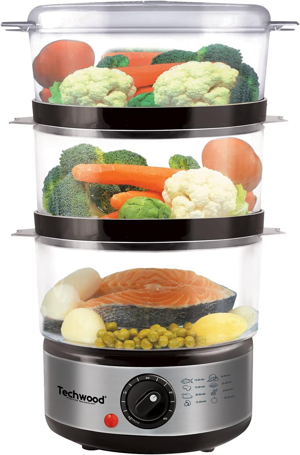 Techwood TCV-364 Steaming Pot, 2 Liters, Plastic, Black